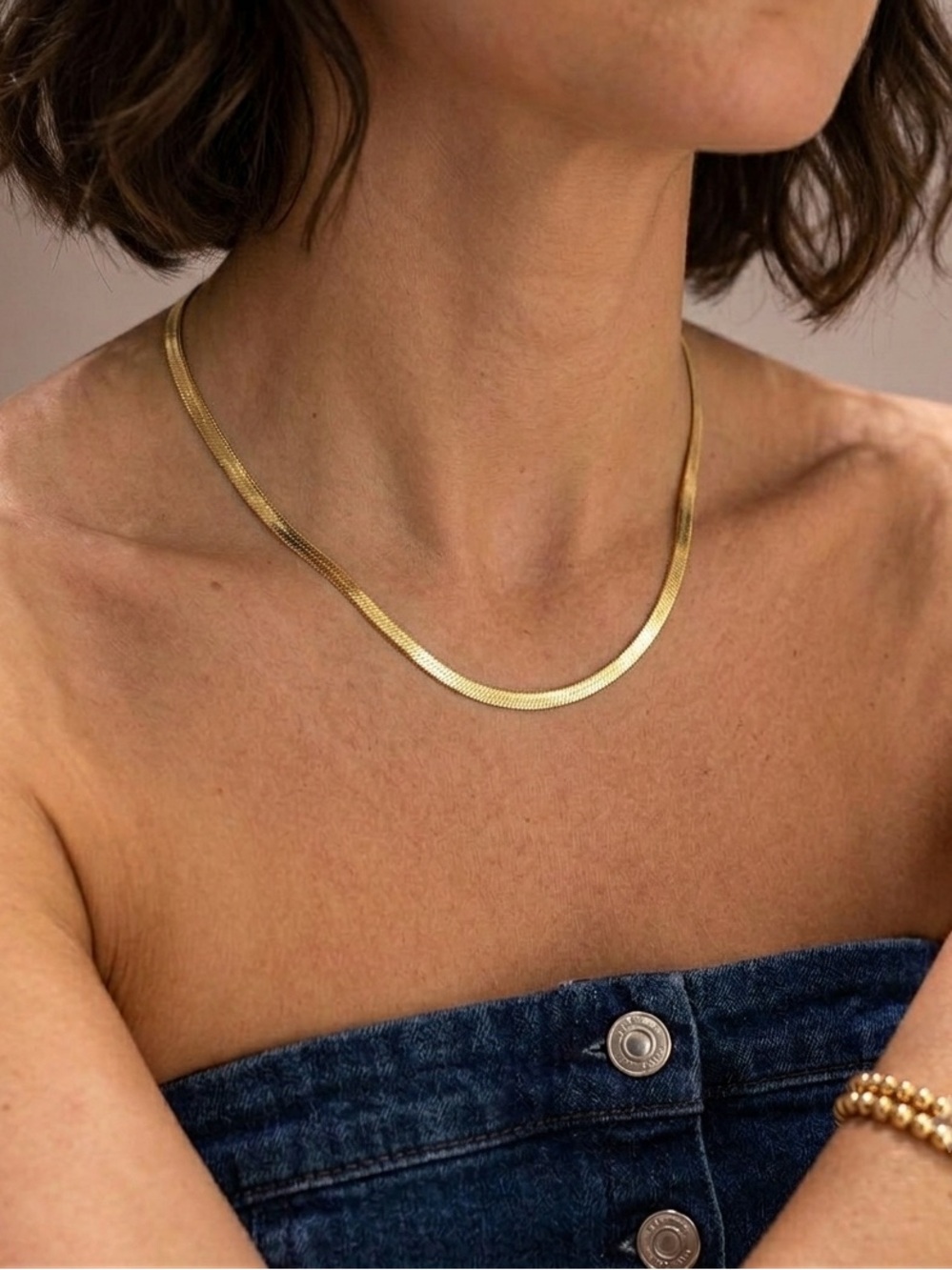 2.5mm Dainty Gold  Snake Chain Necklace 18k Gold Plated Chain Layering